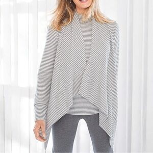 NWT CHICO’S Cardigan Tank 2 pc Set Zenergy Waffle Gray Stripe Plus Size 16 - 18